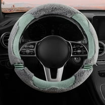Opehuo Fluffy Steering Wheel Cover for Women Men,Winter Fashion Individualistic Soft Furry Steering Wheel Covers,Warm Plush Non-Slip Car Decoration Universal Fit Most Car(14.96",Light Green)