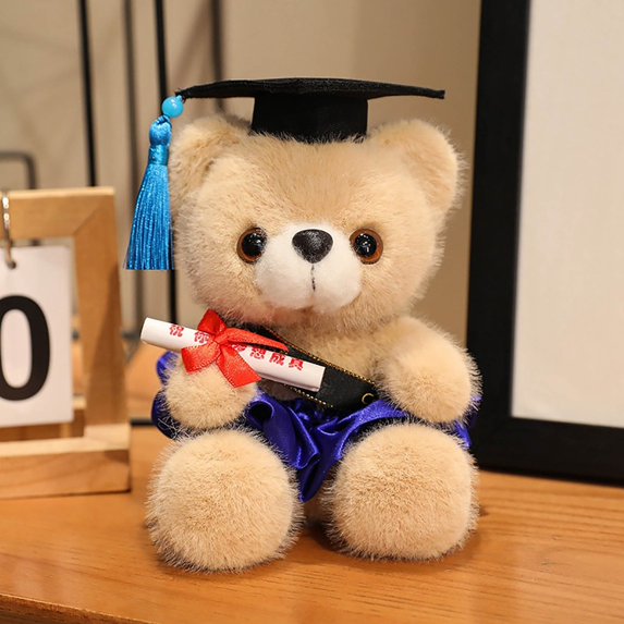 Opehuo Graduation Bear-7.1" Graduation Plush Bear,Stuffed Animal Bear with Grad Cap & Diploma & Graduation Ribbon-Graduation Stuffed Animal Gift for Kindergarten to College Grads,Blue