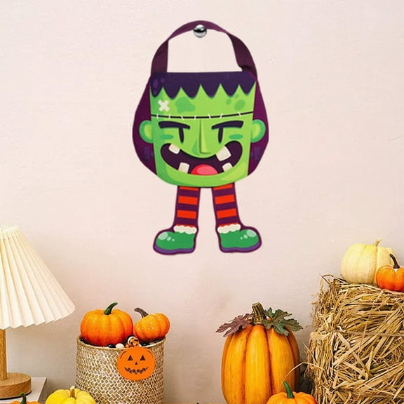 Opehuo Halloween Pumpkin Tote Bags,Halloween Non-Woven Pumpkin Candy Bucket,Halloween Candy Bucket,Halloween Felt Funny Candy Bag,A