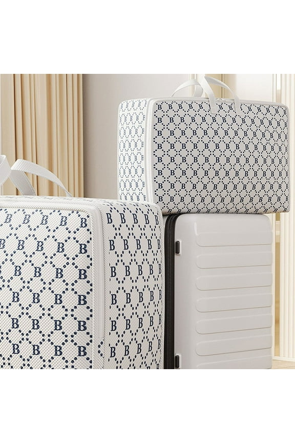 Opehuo Heavy Duty Storage With Reinforced Handles,Extra Large Storage Bags For Clothes Toys Christmas Decoration Organizer,Letter Plaid Print Tote Bag Thickened Double Zipper(XXL)