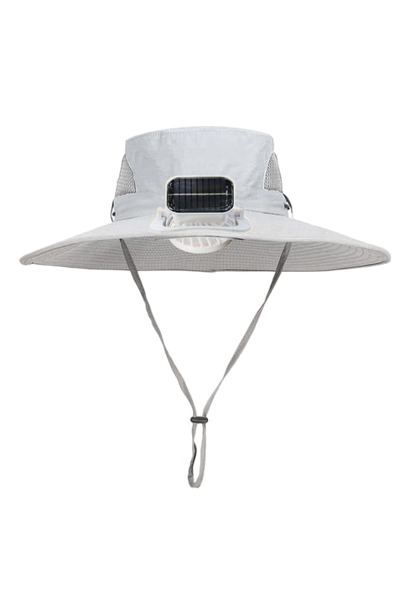 Kids Wide Brim Solar Fan Hat,Outdoor Wide Brims Bucket Hat for Kid UPF 50+,3 Speed Adjustable USB & Solar Powered Sun Hat,Sun Protection Fishing Beach Hat with Fan,Gray-D
