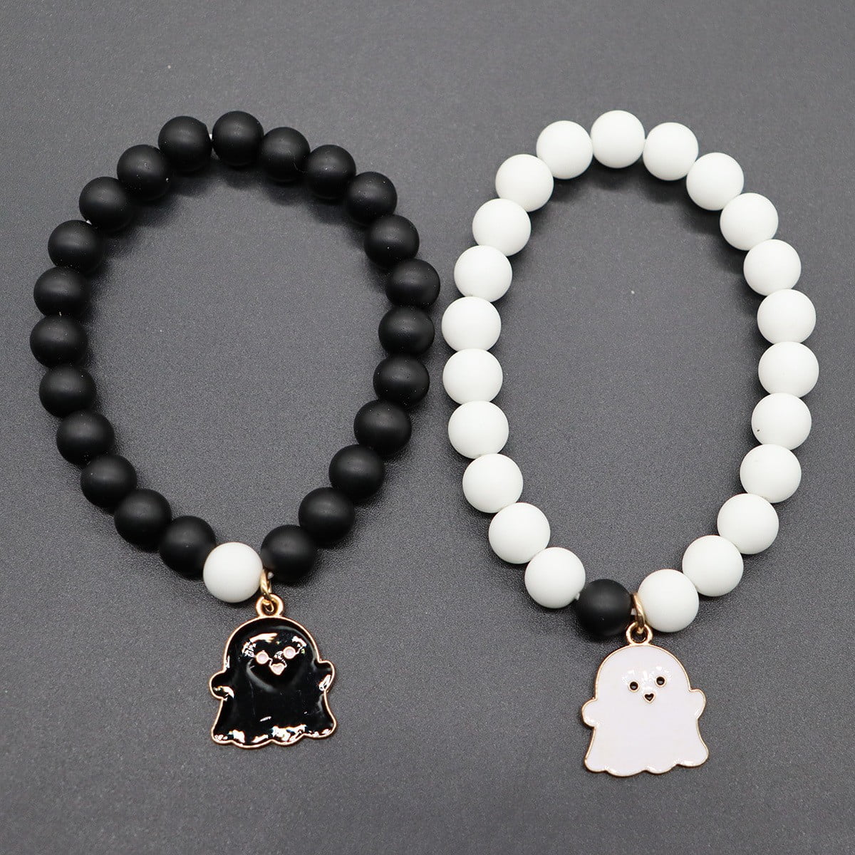 4 Piece Couple Necklace & Bracelet Set - His & Hers Heart Puzzle Pendant & Magnetic Bracelets, Stainless Steel