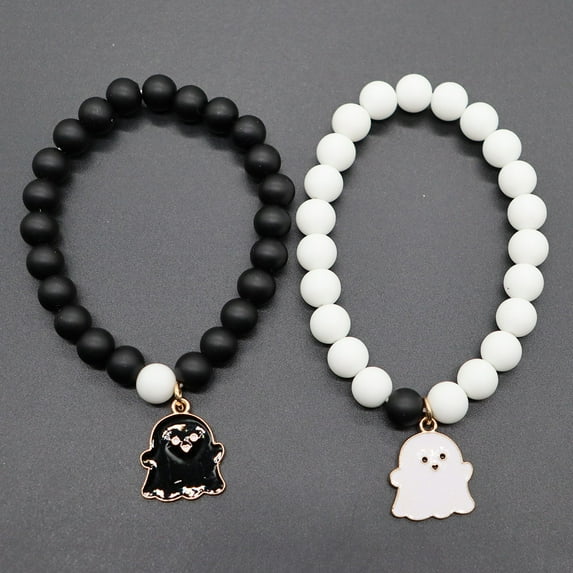 Opehuo Natural Stone Beaded Love Magnetic Couple Bracelet,Ghost Butterfly Panda Love Pendant Couple's String,Crystal Matching Heart Couples Bracelets for Valentine's Day Gifts(A)