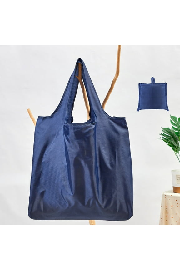 Opehuo Oxford Cloth Folding Large Capacity Solid Color Shopping Bag,Heavy Duty Reusable Grocery Tote Bag,Waterproof Lightweight Sturdy Polyester Fabric Shopping Bag,Blue