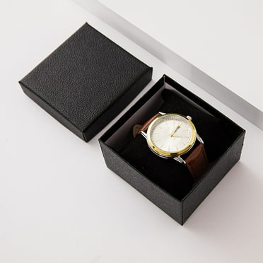 Opehuo Plain Paper Watch Box,Simple Cardboard Paper Jewelry Gift Box,Portable Watch Display Storage Box Bracelet Organizer Holder for Men Women,Special Gift for Storage(3.54"x3.34"x2.16",Black)