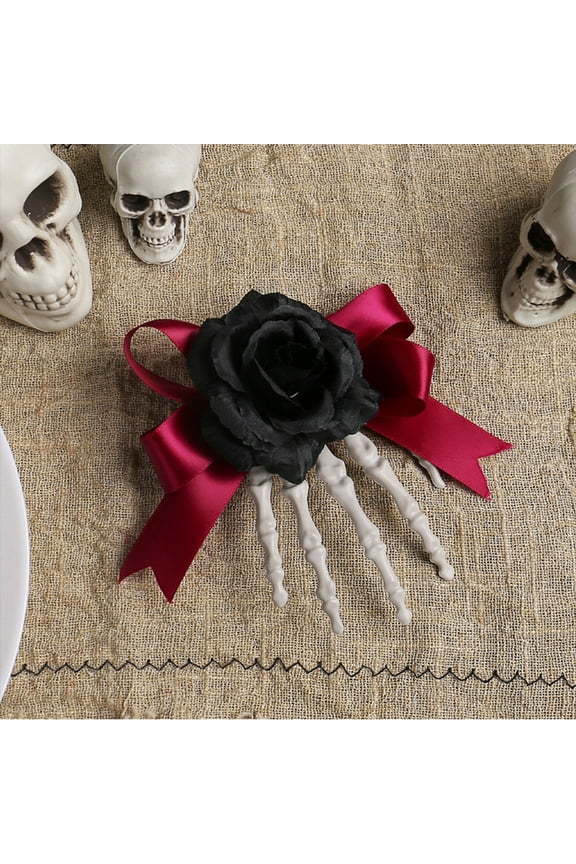 Opehuo Skeleton Claw Hair Clip Pins,Skull Hand Bone Hairclips Ghost Claw Hairpins,Gothic Skull Hand Hair Bow Clip,Cute Skeleton Fashion Punk Halloween Hair Accessories,Black