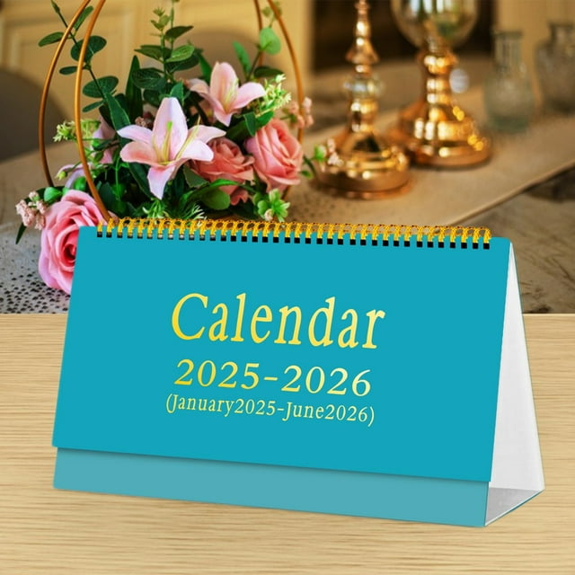 Opehuo Small Desk Stand Calendar 20252026,Horizontal Desktop Calendar,2025.12026.6,Standing