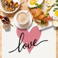 thumbnail image 1 of Opehuo Valentine's Day Linen Love Placemats,Pink White Love Valentine's Day Placemats,Seasonal Anniversary Holiday Table Mats for Party Kitchen Dining Decoration(12*18 Inch,a-A), 1 of 6