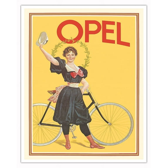 Opel Bicycles - The Winner (Die Siegerin) - Vintage Bicycle Poster c.1898 - Fine Art Matte Paper Print (Unframed) 16x20in