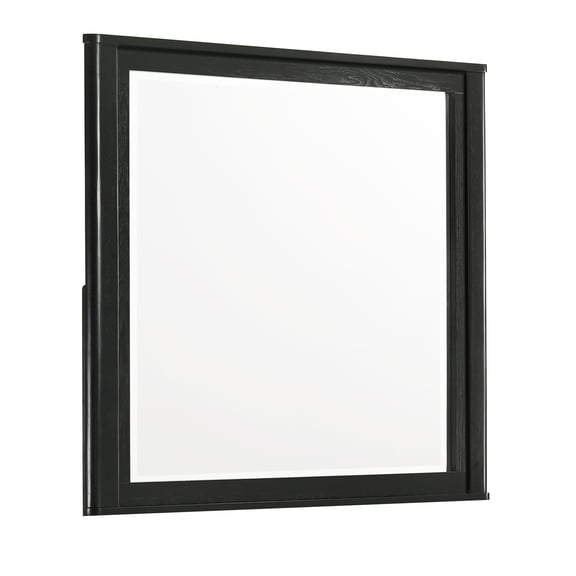 Opel Modern Beveled Bedroom Mirror with Deep Frame Profile in Black (Includes Mirror Only - Dresser Not Included)