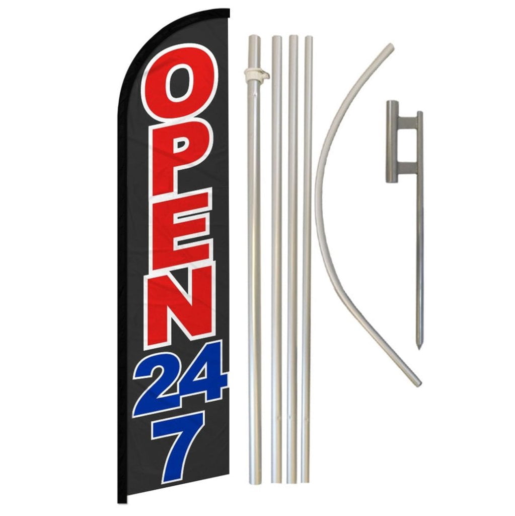 Open 24/7 Windless Banner Flag & Pole Kit - Walmart.com