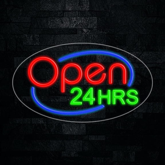 Open 24 Hours LED Neon Sign 28"L x 16"H #34057