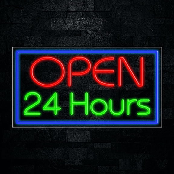 Open 24 Hours-LED Neon Sign 33"L x 18"H #30416
