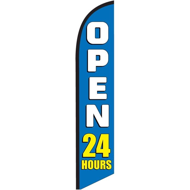 Open 24 Hours (blue) Banner Swooper Flag Replacement FLAG