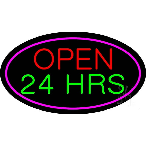 Open 24 hrs Animated LED Neon Sign 20 x 37 - inches, Clear Edge Cut Acrylic Backing, with Dimmer - Bright and Premium built indoor LED Neon Sign for storefront.