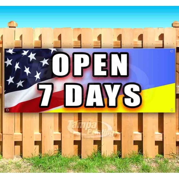 Open 7 Days 13 oz Vinyl Banner With Metal Grommets
