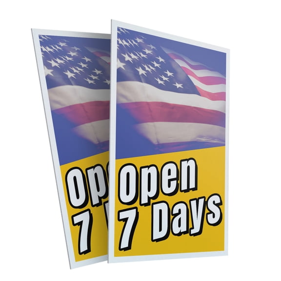 Open 7 Days (2-Pack) 24 Inch x 36 Inch Plastic Signs | Sign Insert 4mm Corrugated Plastic Signs Storefront Window Poster | Business Hours, Convenient Access, Clear Messaging | Made in