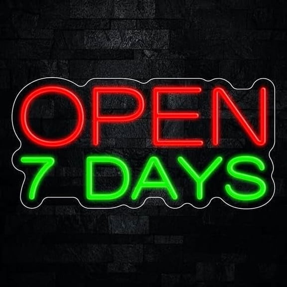 Open 7 Days LED Neon Sign 20"L x 10"H #32534