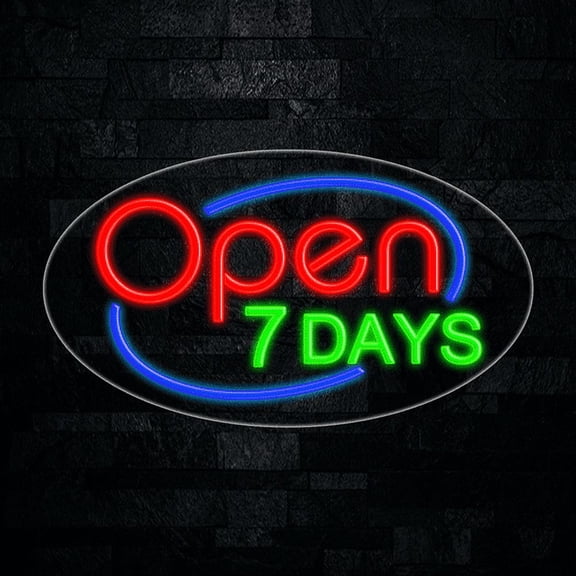 Open 7 Days LED Neon Sign 28"L x 16"H #34058