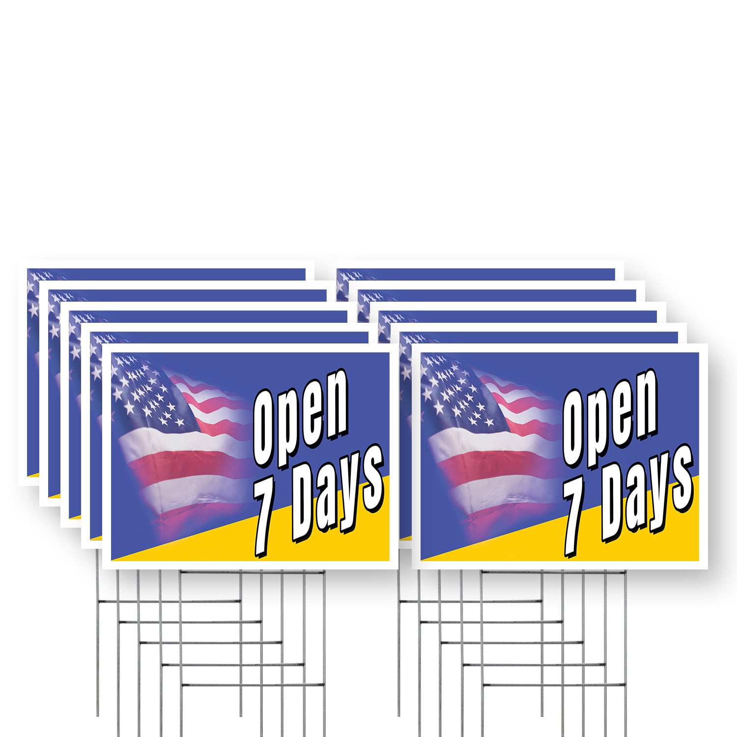 Open 7 Days Yard Sign 10 Pack of 12 Inch x 16 Inch Double Sided ...