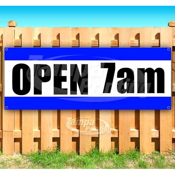 Open 7Am 13 oz Vinyl Banner With Metal Grommets
