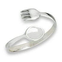 Open Adjustable Fork Spoon Utensils Ring Sterling Silver Thumb Band 925 Jewelry Female Male Size 7