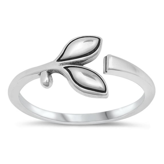 Open Adjustable Leaf Wrap Plant Ring .925 Sterling Silver Band Jewelry Female Male Unisex Size 9