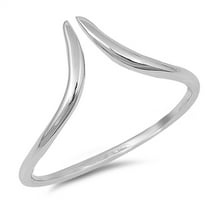 Open Adjustable Pointed Chevron Thumb Ring .925 Sterling Silver Band Jewelry Female Male Size 6