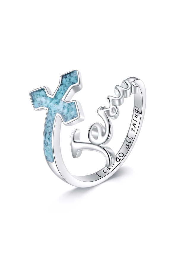 Open Adjustable Ring for Women 925 Sterling Silver Jewelry Gift for Women (Jesus Cross)