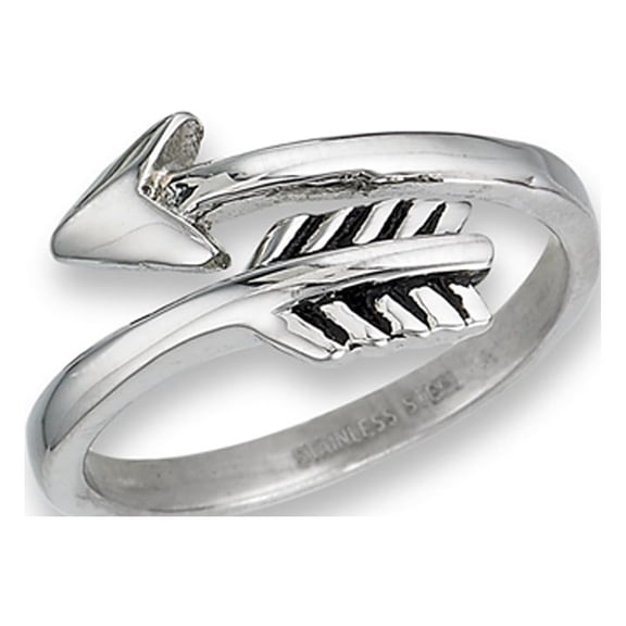 Open Adjustable Shooting Arrow Thumb Ring Stainless Steel Band Gray Jewelry Female Male Size 7