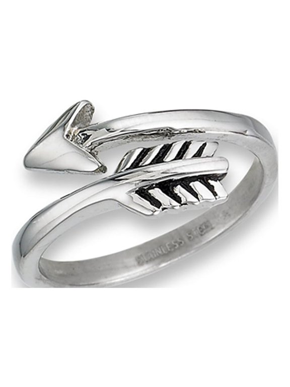 Open Adjustable Shooting Arrow Thumb Ring Stainless Steel Band Gray Jewelry Female Male Size 9