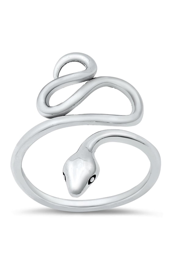 Open Adjustable Snake Serpent Ring .925 Sterling Silver Band Jewelry Female Male Unisex Size 9
