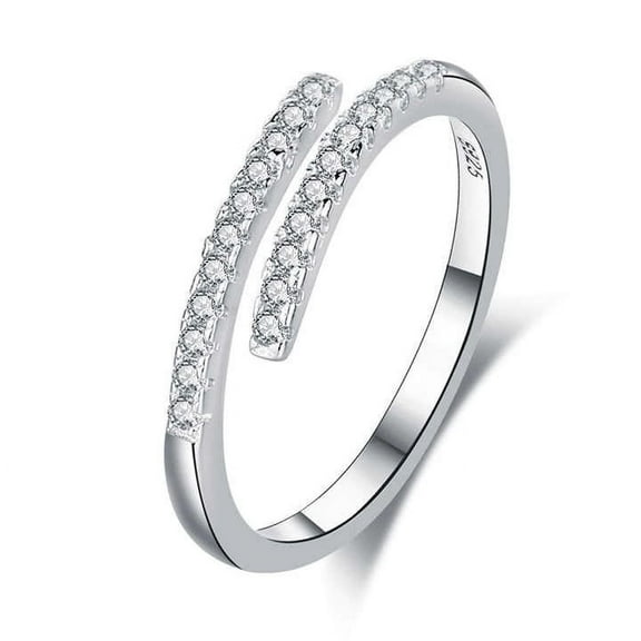 Open Adjustable Tail By Pass Rings For Women Gift 1.6 Ct Diamond 14K White Gold Over