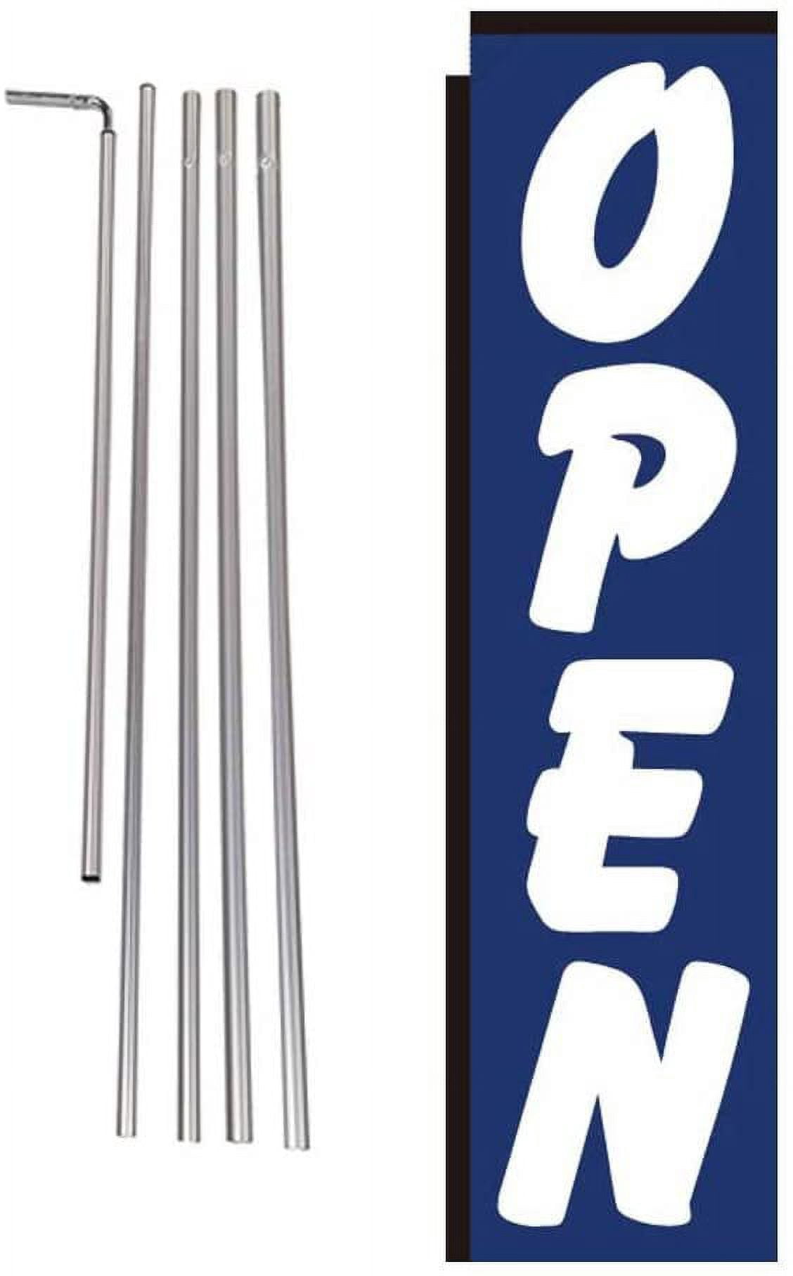 Open Advertising Rectangle Feather Banner Flag Sign with Pole Kit and Ground Spike