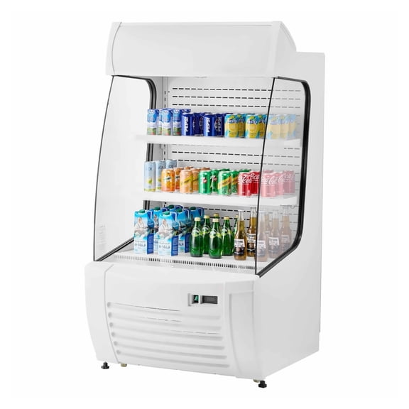 Open Air Merchandiser Cooler, 12.7 cu.ft 2-Tier Display Refrigerator with Air Curtain, Stainless Steel Commercial Cooler for Convenience Store & Restaurant