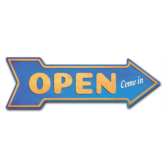 Open Arrow Sign | Indoor/Outdoor | Direction Arrow Sign Funny Home Décor for Garages, Living Rooms, Bedroom, Offices | SignMission personalized gift | 30" Wide