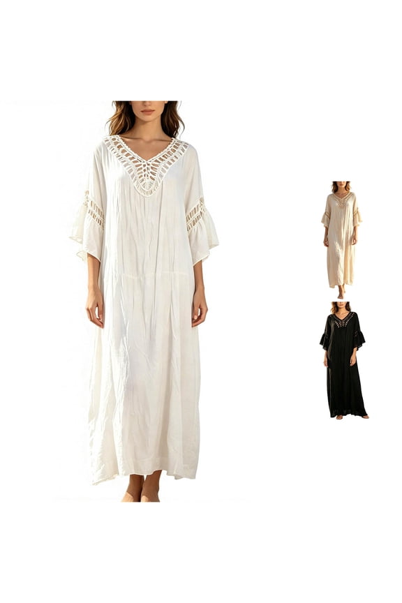 Open Back Beach Cover Up for Lightweight White Knit Swimwear Sheer Kaftan Size Resort Dress Swimwear Cover up plus Size