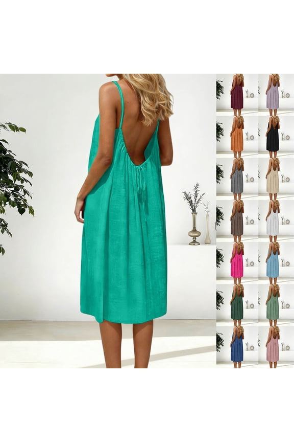 Open Back Dresses for Women Sleeveless Loose Maxi Dress Robe Homewear Long Dress XXL