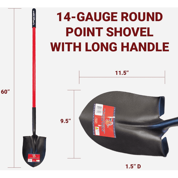 Bully Tools Open Back Fiberglass Handle Shovel - Single Pack  Residential Use, Standard Application