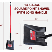 Bully Tools Open Back Fiberglass Square Shovel - Single Pack   Residential Use, Standard Application