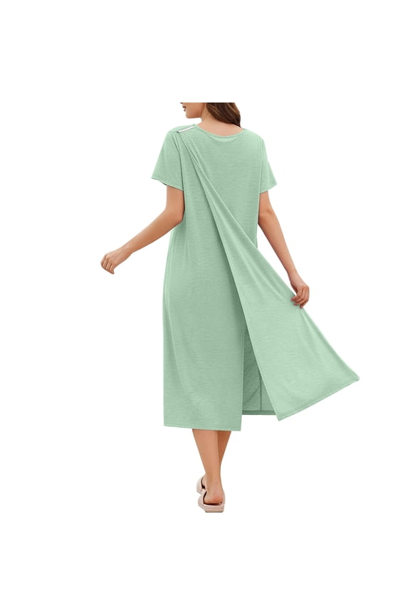 Open Back Hospital Gowns for Women Post Surgery Dress Adaptive Nursing Nightgown Soft Cozy Maternity Robe