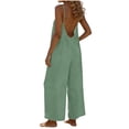 thumbnail image 1 of Open Back Jumpsuits for Women Sleeveless Adjust Spaghetti Strap Jumpsuit Boho Wide Leg Rompers with Pocket Loose Fit Full Length Jumpsuits 2026 Summer Outfits Beach Vacation Clothes, 1 of 6