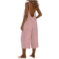 thumbnail image 1 of Open Back Jumpsuits for Women Sleeveless Spaghetti Strap Tank Jumpsuit Boho Wide Leg Rompers with Pocket Loose Fit Adjustable Straps Cropped Jumpsuits 2026 Summer One-Piece Outfits, 1 of 6