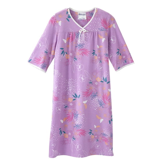 Open Back Night Gown For Ladies - Assisted Dressing Hospital Gown - Soft Tropical MED