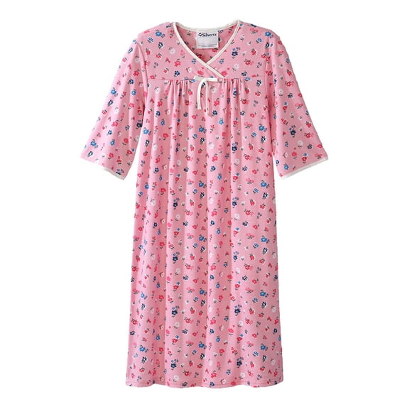 Open Back Night Gown For Ladies - Assisted Dressing Hospital Gown - Sweet Flower MED