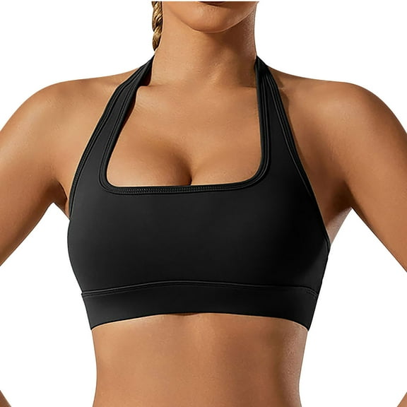 Open Back Sports Bra Women Back-Smoothing Bra Feature V-Neck Soft Bra Style W-1121 Black L