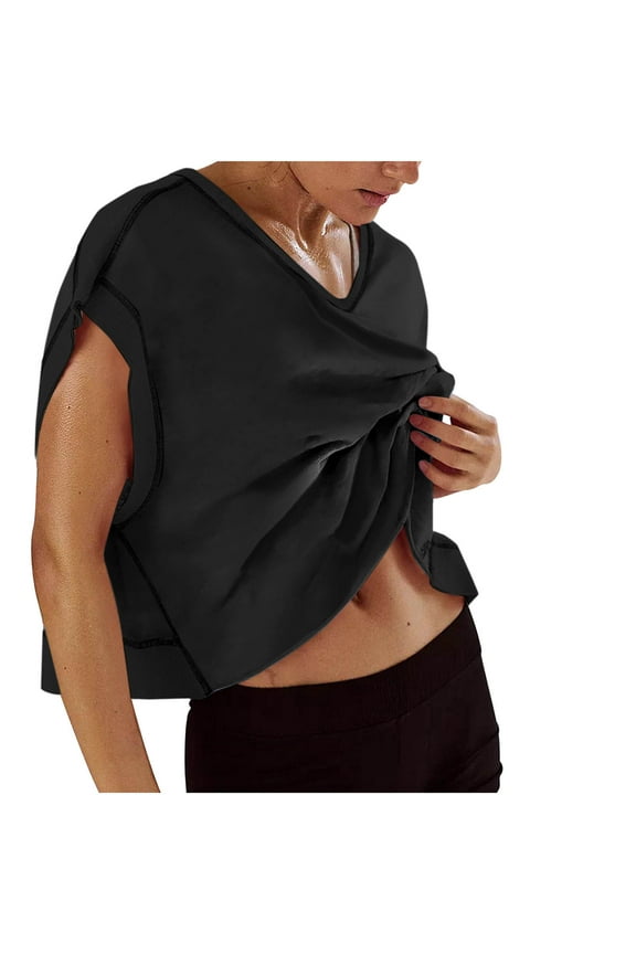 Open Back Tops for Women Workout Crop Tops Short Sleeve Casual Backless Gym Yoga Shirts Loose Fit Athletic Tops