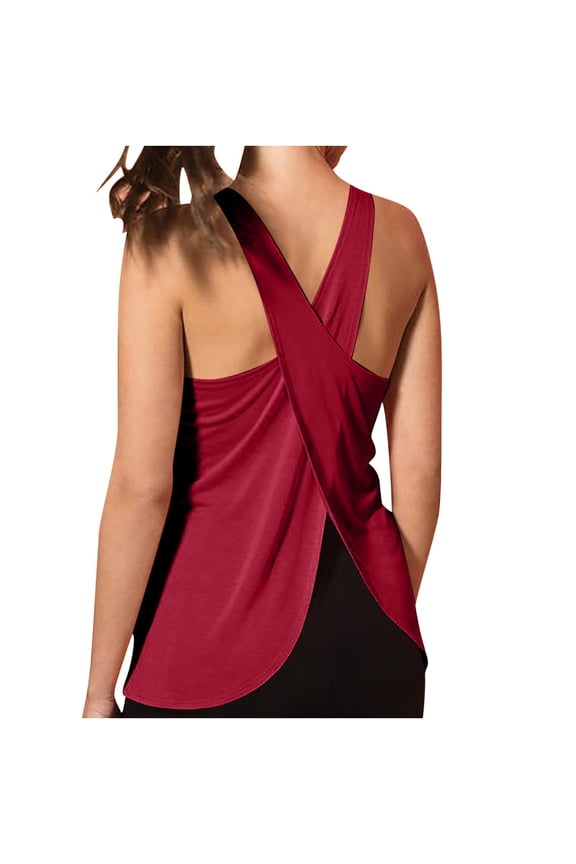 Open Back Workout Tops for Women Athletic Backless Tank Tops Sleeveless Running T Shirts Yoga Going Out Gym Clothes