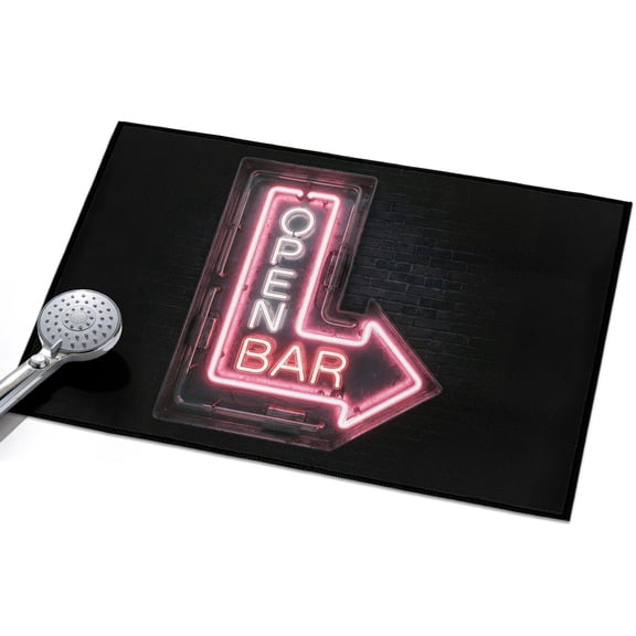 Open Bar Sign Area Rugs 2x3ft Modern Shining Red Neon Arrow Glowing Tubes Floor Rug&nbsp;Non Slip Low Pile Ultra Soft Throw Carpet for Entryway Indoor Entrance Kitchen Bathroom