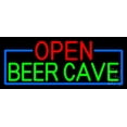 thumbnail image 1 of Open Beer Cave With Blue Border LED Neon Sign 6 x 15 - inches, Clear Edge Cut Acrylic Backing, with Dimmer - Bright and Premium built indoor LED Neon Sign for Bar decor., 1 of 7